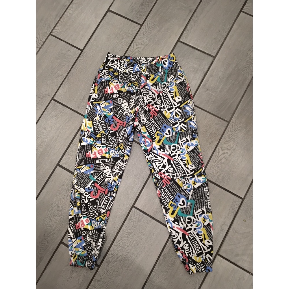 V.I.P. Graffiti Print Jogger Pants Women's Size Medium Elastic Waist